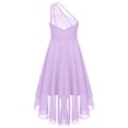 thumbnail image 2 of Raenseen Robe de Demoiselle d'Honneur Junior pour Fille, Fleurs, pour Mariage, Froncée, une Épaule, Fête, Ourlet Haut-Bas, Bal, Lavande, 8, 2 of 6