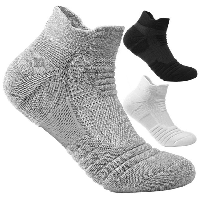 Socks Solid Color Thickening Men Running Football Basketball Short Socks for Sports