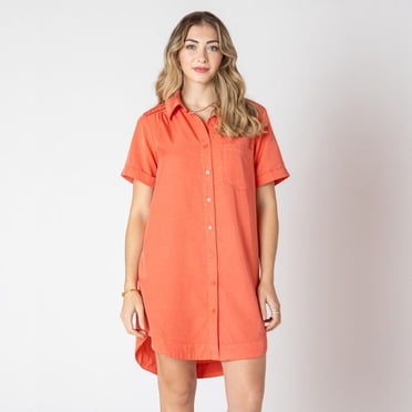 Devoted short sleeve denim mini dress