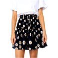 thumbnail image 1 of Mrat Women's Floral Print High Waist with Drawstring Ruffle FlaRed-A Boho a Line Mini Skirt S-39 Black L, 1 of 9