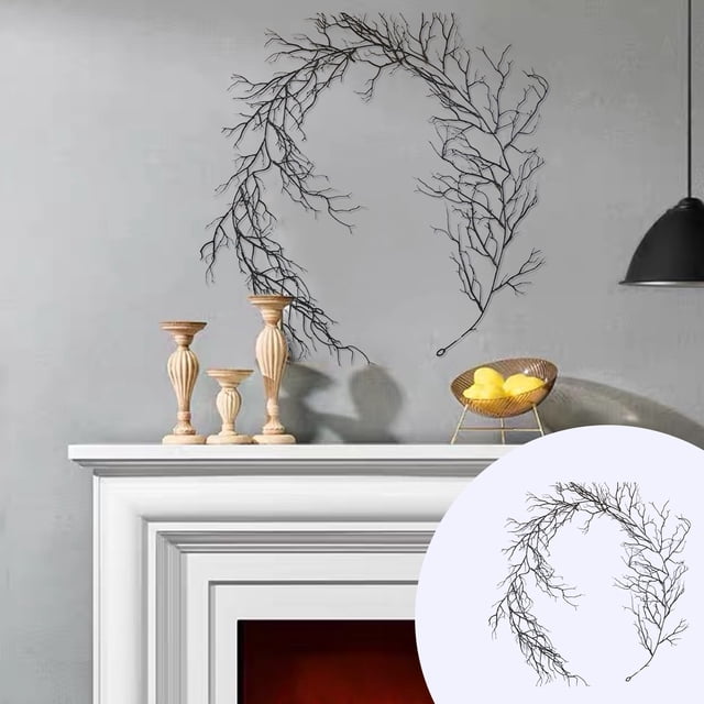 YIMWNYI 2Pcs Halloween Artificial Tree Branches – Black Withered Rattan Simulation Plant for Indoor and Outdoor Halloween Décor, Durable Fake Branches for Party, Porch, and Event Decoration