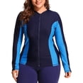 thumbnail image 1 of Charmo Womens Plus Size Long Sleeve Rash Guard Top Zipper Swimsuit Swim Shirt, 1 of 6