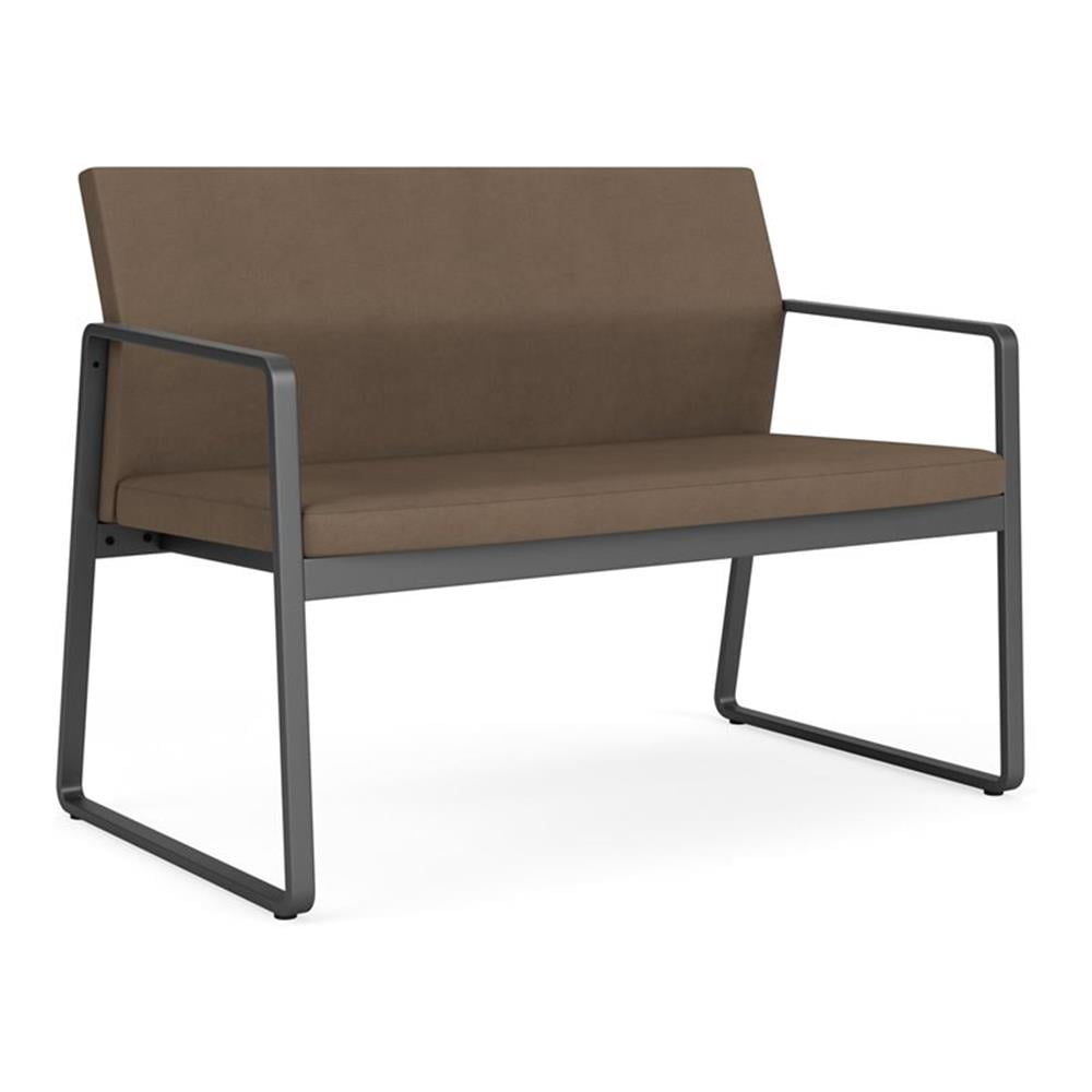 Gansett Reception Waiting Room Healthcare Loveseat / Charcoal Steel / Brown