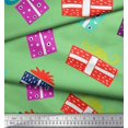 thumbnail image 3 of Soimoi Green polyester Crepe Fabric Gift Box Party Print Fabric by the Yard 52 Inch Wide, 3 of 5