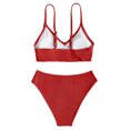 thumbnail image 2 of B91xZ Maillots de Bain pour Adolescentes Ensemble Bikini Croisé avec Imprimé, Rouge 6-7 Ans, 2 of 5
