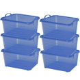 thumbnail image 1 of Life Story 55 Qt Stackable Storage Bin, Light Duty Lidded Container, Blue, 6 Pack, 1 of 8