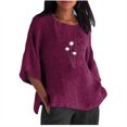 thumbnail image 1 of Hauts d'Été pour Femmes 2023 Mode Femmes Été Imprimé Trois Quarts Manches Courtes Col Rond Régulier T-Shirt Bohème Grande Taille pour Femmes, 1 of 4