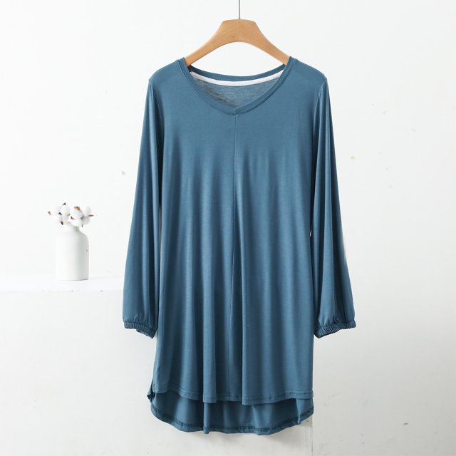 AherBiu T-Shirts pour Femmes à Col Rond, T-Shirts de Pyjama Amples, Été, Légers, Doux, Tunique à Manches Courtes, Hauts, Couleur Unie
