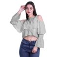 thumbnail image 2 of Moomaya Printed Casual Long Sleeve Tops Women Cold Shoulder Ruffle Sleeves Top, 2 of 4