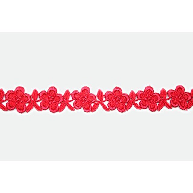 Altotux Guipure en Dentelle de Venise Brodée Florale 3/4 Pouces 12 Couleurs par 2 Yards (Rouge)