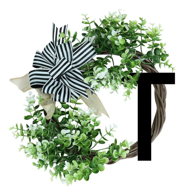 Wreath 1 Unique Last Name Year Round Front Door Wreath With Bow Welcome Sign Garland 26 Letters Farmhouse Wreath For Front Door Spring All Seasons Outside Hanger