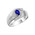 thumbnail image 3 of RYLOS Mens Rings Sterling Silver Ring 6X4MM Oval Shape Gemstone & Diamond Ring Lapis September Birthstone Rings For Man Silver Rings, Size 13, 3 of 7