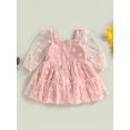 thumbnail image 4 of Fortune Robe Trapèze Princesse pour Bébé Fille Manches Longues en Maille Tulle Robe à Imprimé Marguerites, 4 of 9