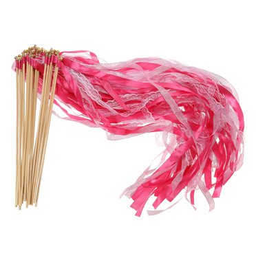 Unique Bargains Baguettes Baguettes Féeriques en Dentelle et Ruban de Soie pour Mariage et Fête, Fuchsia, Lot de 25