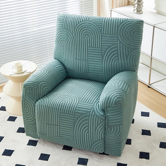 Xiao Hua Jacquard Elastic Sofa Cover 2-seater Green Recliner Cover, Washable Sofa Protection Cover