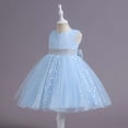 thumbnail image 4 of hoksml Robes d'Été, Robes pour Filles, Robe pour Enfants Filles Sans Manches Robe de Princesse Nœud Papillon Dentelle Fleurs Robe en Maille Robe Tuftée Liquidation, 4 of 9