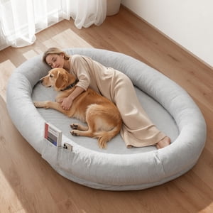 VEVOR Lit de chien humain, 70.08 x 47.24 x 9.45 inch Orthopédie Mémoire Mousse Lit de chien humain, Lits pour animaux humains avec poche latérale, poignée & Zipper, Lits pour chiens amovibles à la machine pour humains, Gris