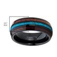 thumbnail image 5 of Alliance de Mariage pour Homme en Tungstène Noir Bague de Fiançailles Incrustation de Bois de Koa et de Turquoise Concassée 7, 5 of 5