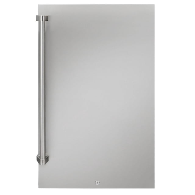 Danby DAR044A1SSO Réfrigérateur Extérieur de 4,4 Pi3 en Acier Inoxydable avec Porte avant Plate, Poignée Verticale en Acier Inoxydable à Gauche et Verrou au Centre Inférieur, Conçu pour une Utilisation Extérieure et l'Efficacité Énergétique.
