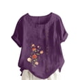 thumbnail image 1 of Birdeem Womens Summer Oversize Casual Round-Neck Short Sleeve Flower Printing Loose Shirt Tops, 1 of 5