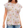 thumbnail image 2 of Hauts d'Entraînement Grande Taille pour Femmes Mode d'Été Décontractée Col Rond à Volants Manches Courtes Imprimé Pull Blouse Col en V T-Shirt Femmes en Solde, 2 of 6