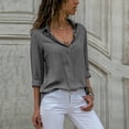 thumbnail image 2 of Timegard Button down Shirts for Women Plus Size Chiffon Lapel Neck Long Sleeve Tops Work Office Blouse, 2 of 6