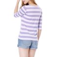 thumbnail image 3 of INSPIRE CHIC Hauts pour Femmes Non Doublés Col Rond Manches au Coude Coupe Ajustée T-Shirt Décontracté TP Violet Pâle, 3 of 8