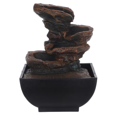 Miangastore Fontaine d'Eau de Table avec Lumières et Sons de Cascade pour Déco Intérieure Petite Fontaine de Bureau pour Loisirs Prise US CA 110 V