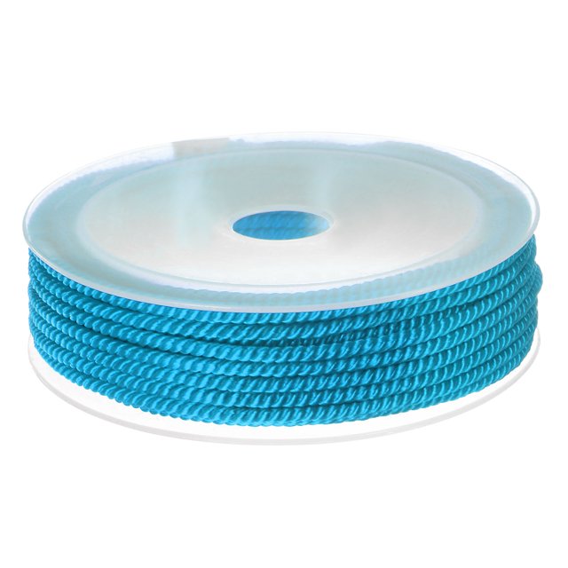 Unique Bargains Twisted Nylon Twine Thread Beading Cord 3mm 7M/23 Feet Extra Strong Braided Nylon String, Bright Blue