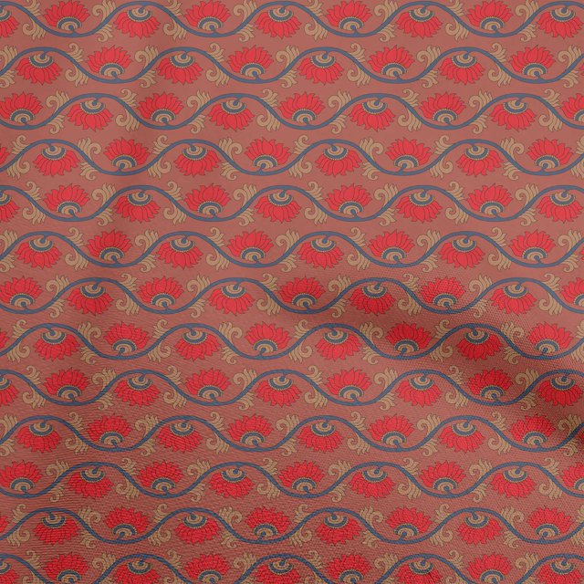 oneOone Rayon Red Fabric Floral Sewing Material Print Fabric By The Yard 56 Inch Wide