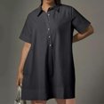 thumbnail image 2 of Erwazi Robe Chemise Décontractée d'Été pour Femmes à Manches Courtes, Col en V, Boutonnée, Mini-Robe, Robes T-Shirt, 2 of 9