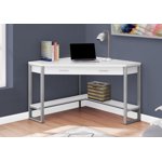 Monarch Specialties Computer Desk, Home Office, Corner, Storage Drawers, 42"l, Work, Laptop, Metal, Laminate, White, Grey, Contemporary, Modern