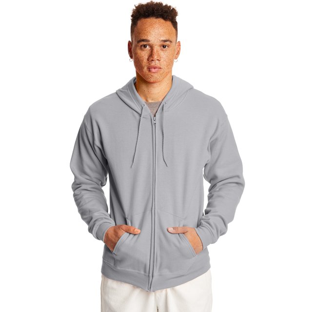 Hanes Mens ComfortBlend EcoSmart Full Zip Hoodie, M, Light Steel