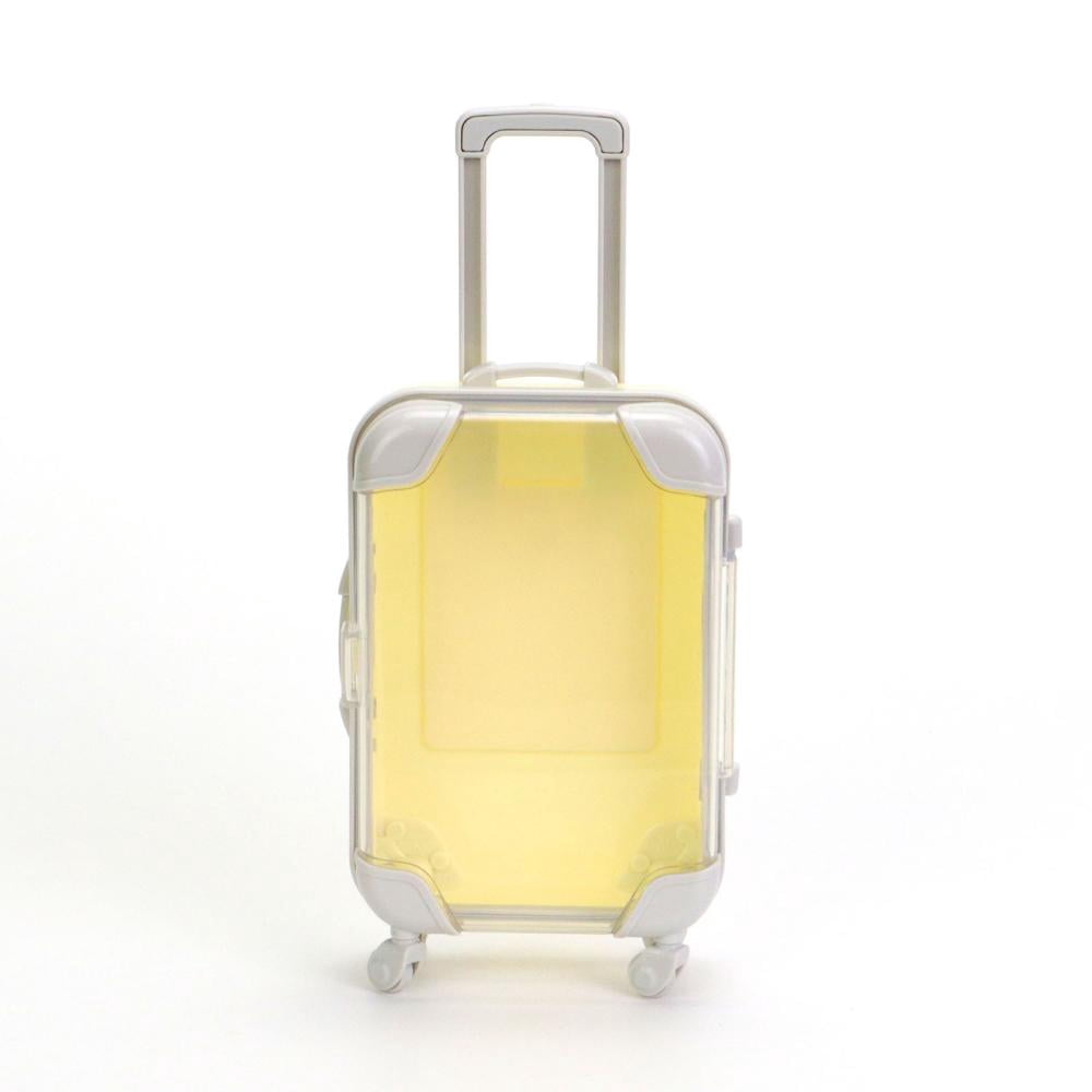 Feltree Mini Clear Suitcase with Smooth-Rolling Wheels and Pull Handle for Toy Travel Simulation and Home Storage Organization
