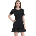 thumbnail image 1 of INSPIRE CHIC Women's Ruffle Hem Short Puff Sleeve Party A-Line Mini Dress, 1 of 6