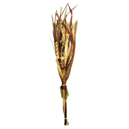 Lerman Decor dried flower bouquet standing 60 inches tall, featuring assorted natural and brown dried flowers and grasses tied with a natural fiber wrap, suitable for home or office decor and easy to maintain by dusting.