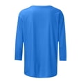 thumbnail image 5 of Hauts d'Été Mode pour Femmes T-shirt Uni Mi-Long Manches 3/4 Blouse Col Rond Hauts Décontractés Hauts de Sortie pour Femmes Été en Liquidation, 5 of 5