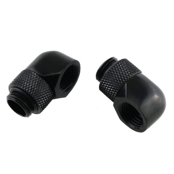 E-outstanding 2PCS G1/4"" Male to Female Extender Fitting 2PCS Black 90 Degree Elbow Thread Rotary Connector Adapter for Computer Water Cooling System