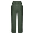 thumbnail image 4 of Yuyuzo Womens Cotton Linen Pants Drawstring High Waisted Lounge Pants Straight Leg Cropped Trousers, 4 of 5