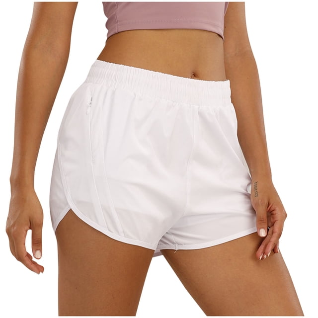 Yuyuzo Womens Workout Shorts High Waisted Athletic Running Active Sweat Shorts with Zipper Pockets