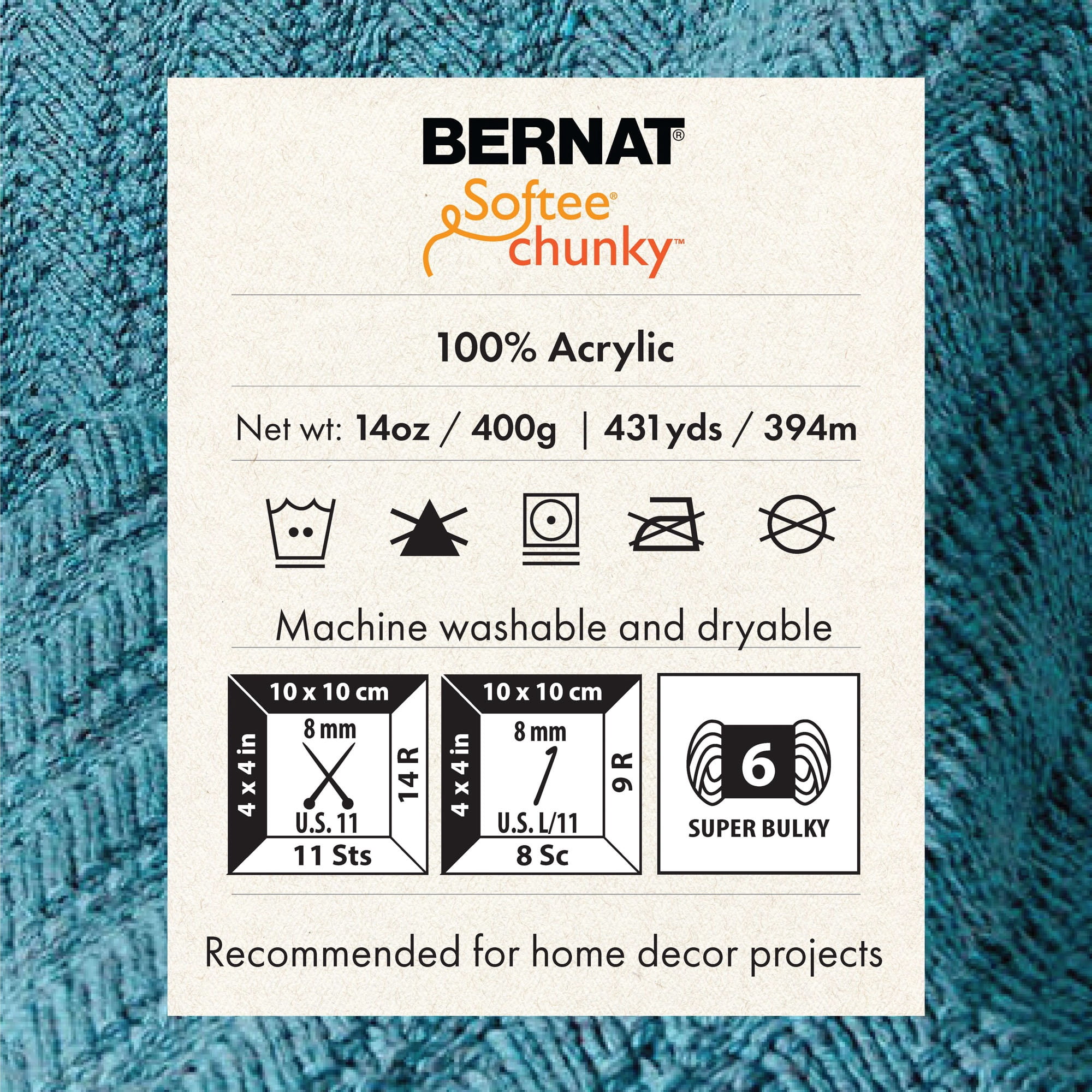 "Bernat® Fil Softee® Chunky™, Acrylique #6 Super Volumineux, 14oz/400g, 431 Yards"