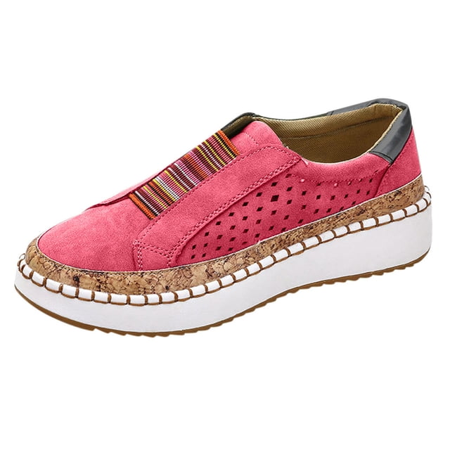 CEHVOM Chaussures Décontractées pour Femmes à Bout Rond Ajourées à Enfiler Espadrilles à Semelle Épaisse