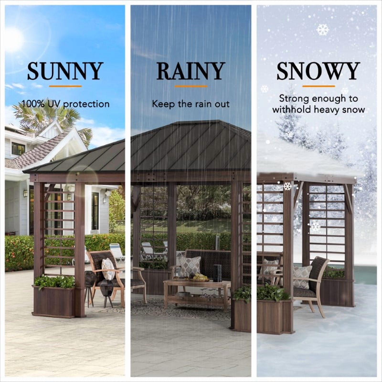 Sunjoy 13.3 ft. x 14.8 ft. Outdoor Metal Hardtop Gazebo