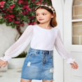 thumbnail image 2 of Pull-Over Blanc à Manches Longues pour Filles avec Manches à Volants Pois Suisses Haut Blouse Col Rond 5-12 Ans, 2 of 6