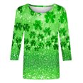 thumbnail image 4 of FAIWAD T-Shirt à Manches 3/4 pour Femmes de la Saint-Patrick, Col Rond, Décontracté, Grande Taille, Tunique à Enfiler, 4 of 5
