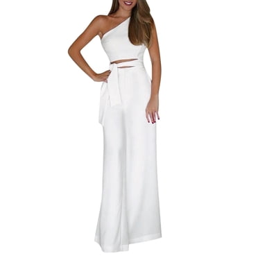Combinaison d'Été pour Femmes Été Femmes Uni Sans Manches Sans Bretelles Bandage Combinaison Longue Pantalon à Jambes Larges