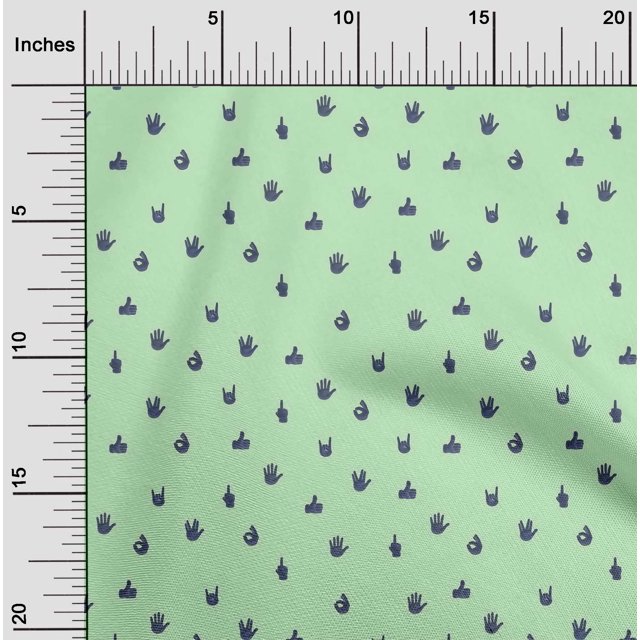 oneOone Viscose Chiffon Fabric Finger Sign Symbol Printed Fabric 1 Yard 42 Inch Wide