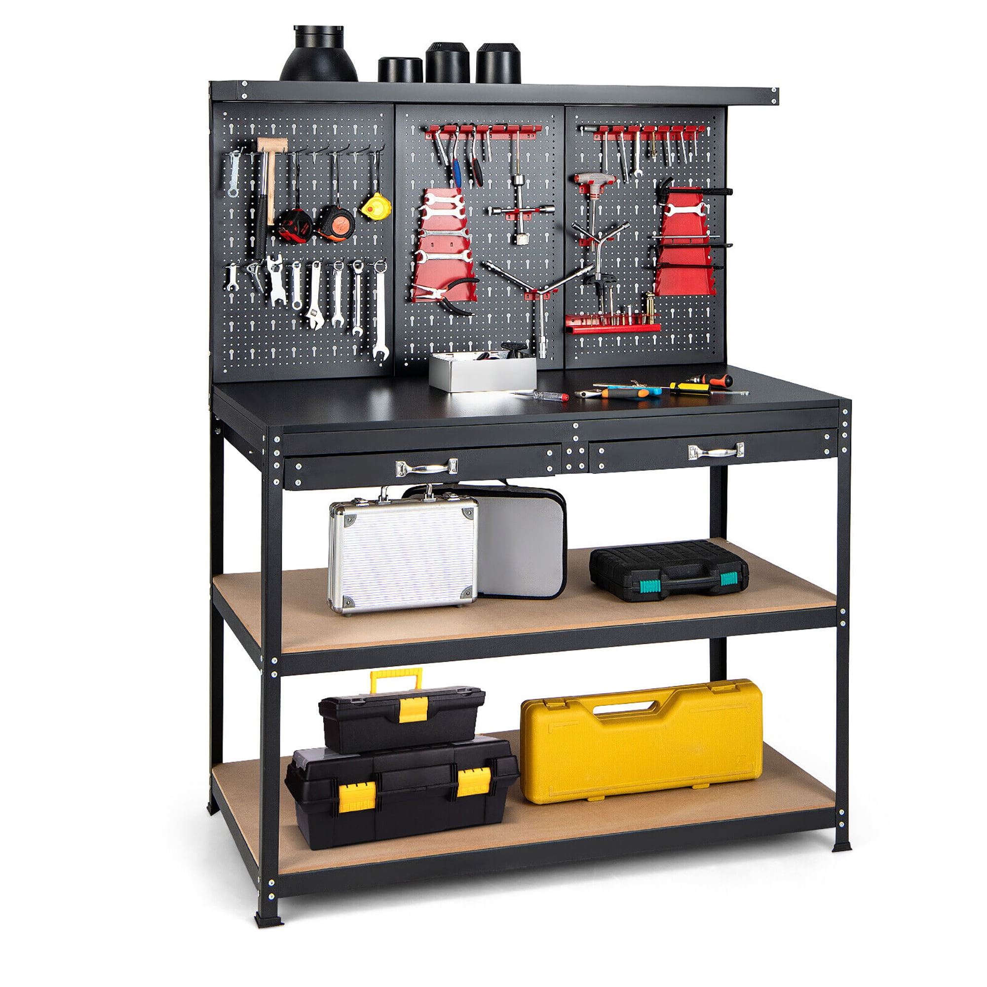 Gymax 48'' Workbench Multipurpose Garage Worktable w/ Peg Board