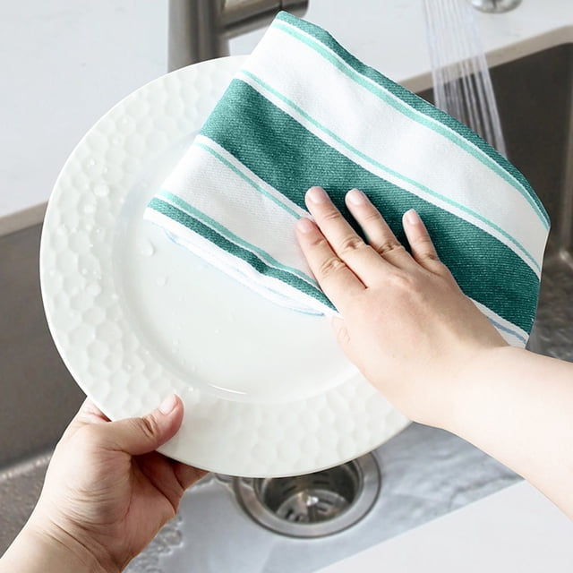 Birdeem Tea Towels for Kitchen,Kitchen Towel Hook,Colour Woven Striped Tea Towel Home Kitchen Fabric Towel Cloths