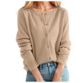 thumbnail image 1 of Cardigan pour Femmes Chandail Classique Chandail pour Femmes Col Ras du Cou à Boutons Cardigan à Manches Courtes Tricoté Ouvert à l'Avant, 1 of 4